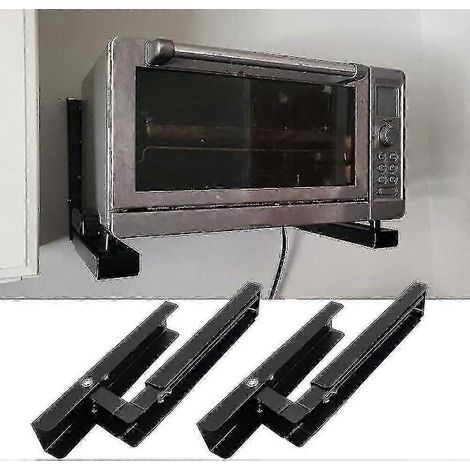 Support mural noir, étagère pour four à micro-ondes, grille de cuisine extensible et pliable, compatible avec tous les fours à micro-ondes (1/4)