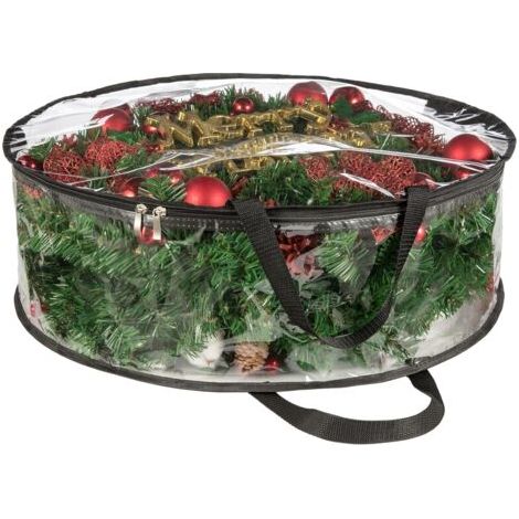 BUNTHAUS 76 cm,Sac de rangement transparent pour couronnes, en polypropylène robuste, fermeture éclair, peut contenir deux couronnes, contenant décoratif pour couronnes (1/5)