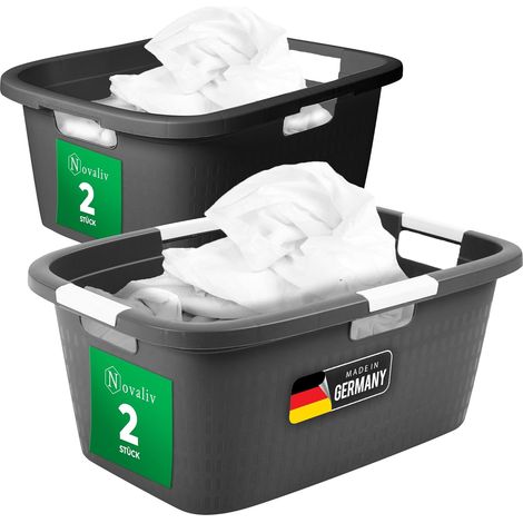 Ensemble de bacs à linge Novaliv 2x 25L + 2x 40L, ensemble de boîtes à linge seau à linge conteneur à linge pour salle de bain linge sale, paniers à