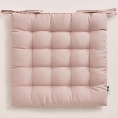 Coussins de Chaise avec Rubans Aura 40 x 40 x 4,5 cm Coussin d'assise rembourré, Galette de Chaise Interieur avec Attaches, antidérapants pour siège Rose poudré, 1 pièce