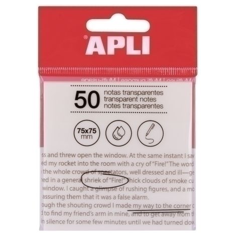 Bloc de 50 hojas de notas adhesivas transparentes de 75 x 75 mm en color blanco.
Son ideales para hacer anotaciones rápidas, resaltar información impo