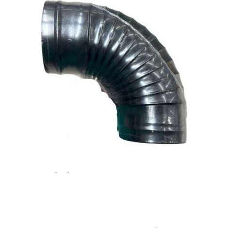 Gomito 90° in Acciaio Smaltato Nero Opaco - D. 10 cm - Tubo per Stufe (1/4)