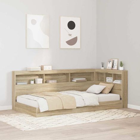 Tête de lit avec étagère-Panneau de lit avec rangement Chêne sonoma 75 cm Bois d'ingénierie 549162 (1/5)