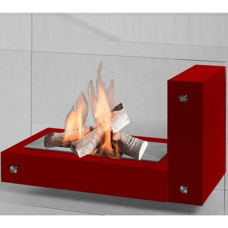 APO L GLASS - Biocamino da pavimento freestanding rosso (1/3)