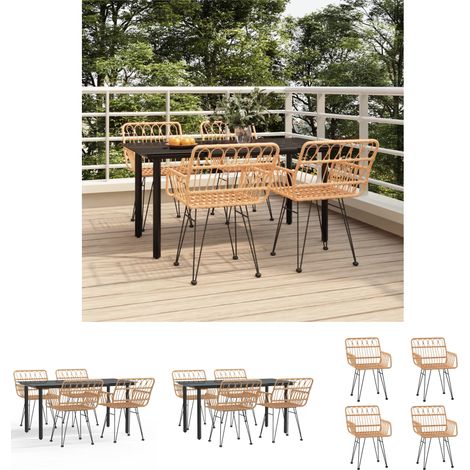 Gartenstuhl - vidaXL 5-tlg. Garten-Essgruppe Poly Rattan - Gartenesszimmer (1/5)
