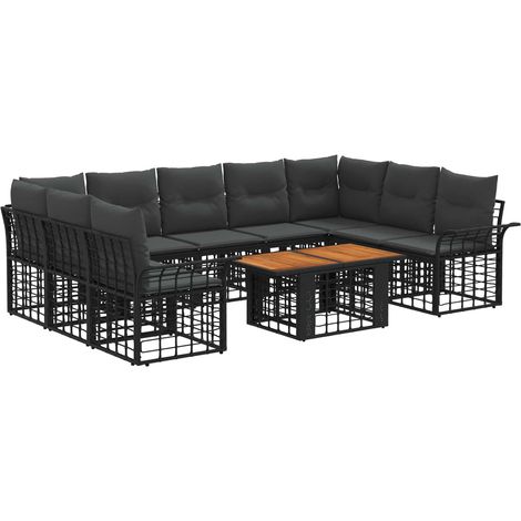 Set Divano da Giardino 10 pz Nero e Grigio scuro polyrattan vidaXL (1/5)