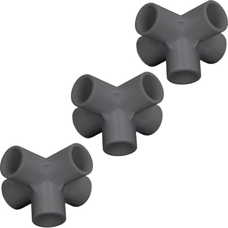 Lot de 10 raccords coudés en PVC noir à 5 voies (25 mm) pour meubles, serres et tentes. (1/5)