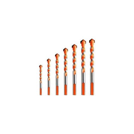 7 Pices Forets de Maonnerie en Carbure de Tungstne, Foret Multi-matriaux Triangle Forage Mtalliques pour Carrelage Bton Brique Verre Plastique Marbre Miroir Bois Diamant (3/4/5/6/8/10/12mm)