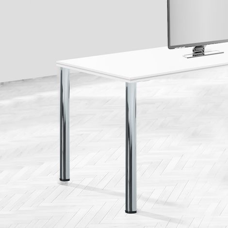 Emuca Lote de 4 patas para mesa, diámetro 60mm, H 710mm, Acero, Níquel satinado -