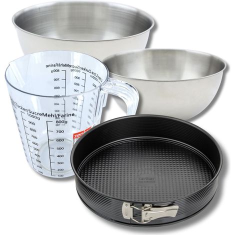 Set pâtisserie avec moule à manqué 24 cm, 2 bols à mixer, verre mesureur et spatule Zenker (1/5)