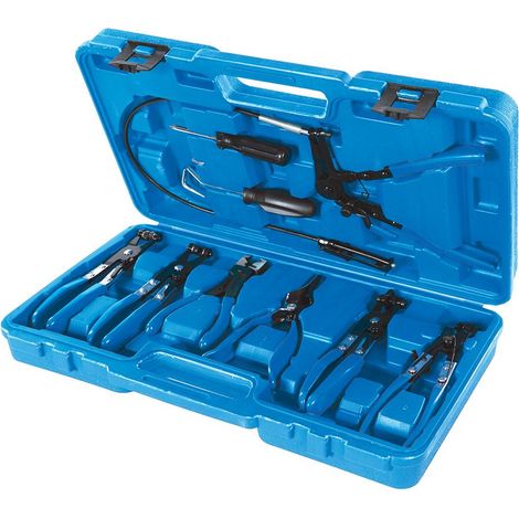 Silverline – Pince à collier 9 pcs 18-54 mm – Acier carbone – Poignées ergonomiques en vinyle – Pour serrage précis et installations variées