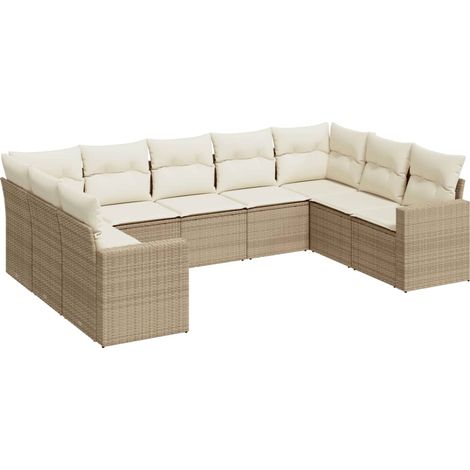 Maison Exclusive - Set de sofás de jardín 9 pzas con cojines ratá (1/3)