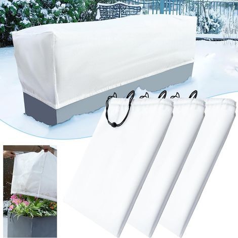 Lot de 3 Housse rectangulaire pour plantes avec cordon, protection hiver contre gel et froid 100x40x45cm