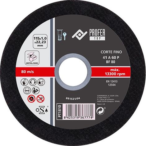 DISQUE C FIN INOX PLAT - 115X1MM
