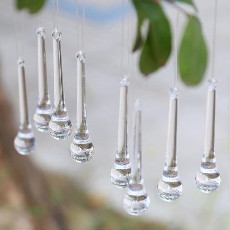 10 pendentifs en acrylique en forme de pomme glacée pour décoration de sapin de Noël (gouttes de glace) (1/5)
