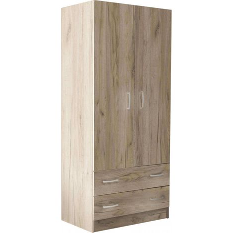 Armadio 2 Ante 80x52x180 h cm in Truciolare bilaminato Rovere grigio (1/4)