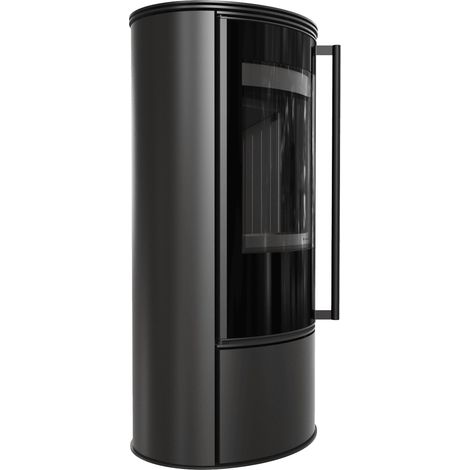 Kaminofen aus Stahl KRATKI ERIK Ø 150 5,5 kW schwarz Verkleidung mit Türfeder (1/5)