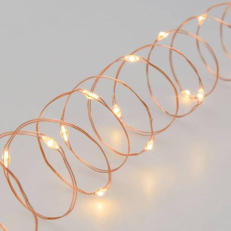 Guirlande lumineuse 500 Micro-LED blanc chaud 37m 8 programmes câble cuivre Lotti