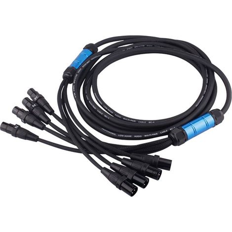 Cable Serpent XLR 4 Canaux 3 Broches Male Vers Femelle Rallonge Audio Professionnelle Multimédia pour Scène, 3 Mètres