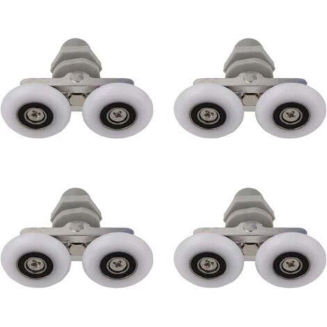 4 PCS 25mm Roulettes Doubles pour Porte de Douche Roulettes pour Porte de Douche Roulettes Coulissantes Porte Salle de Bain Douche Rouleau de Douche de Rechange,Pièces de rechange pour salle de (1/4)