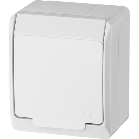 Enchufe individual, de superficie, IP44, blanco, Hermes (1/3)
