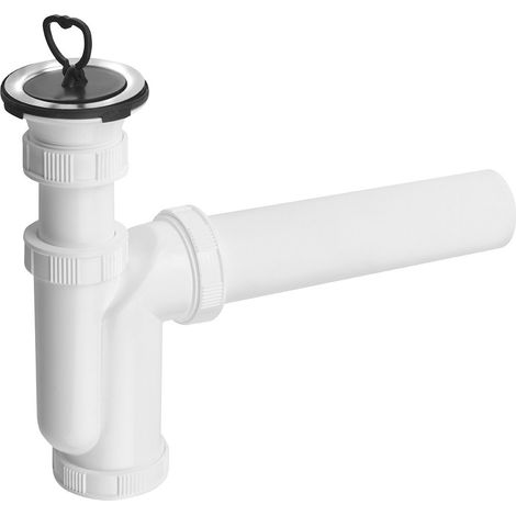 Siphon d'évier de cuisine 6/4", grille en acier inoxydable, bouchon en caoutchouc, DN50, blanc