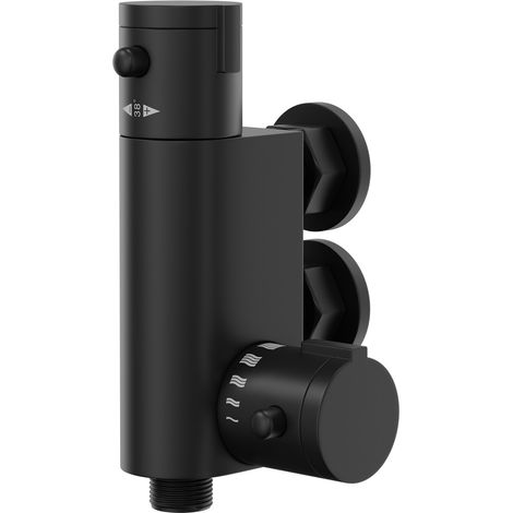 Colore Matt Black Vertical Thermostatic Bar Valve (1/5)