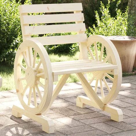 Chaise de Jardin en Bois de Sapin Massif Fauteuil d'Extérieur Design Roue de Chariot - PANGIVO (1/5)