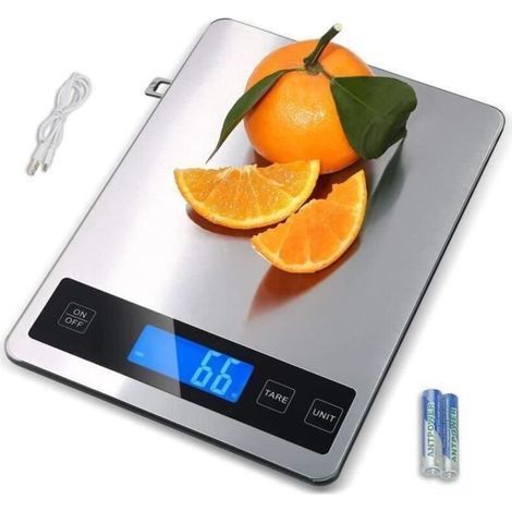 pair Balance de Cuisine Electronique, 15kg/33lb Balance Alimentaire, Balance Cuisine Précision de 1g/0.1oz, Charge USB, Écran LCD (1/4)