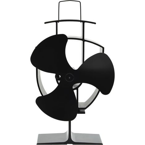 Ofenventilator Wärmebetrieben 3 Blätter Schwarz
