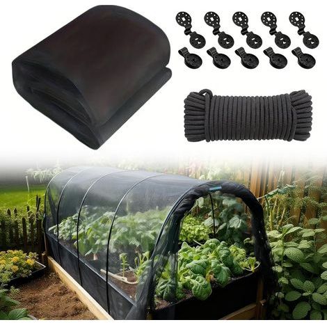 (Black) 2.4 x 6 M Insect Net, Outdoor Mosquito Net, Fine Mesh Mosquito Net, Protective Net for Vegetables, Bird Net, Fine Mesh Plant Protection Net (1/5)