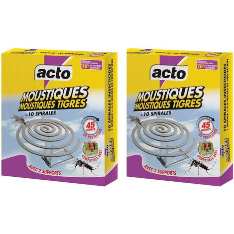 Lot 2x Spirales Anti-Moustiques Tigre ACTO : 90H de Protection (1/3)