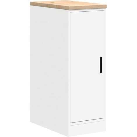 vidaXL Armadietto da Garage Bianco 30x51x85 cm Legno Massello di (1/5)