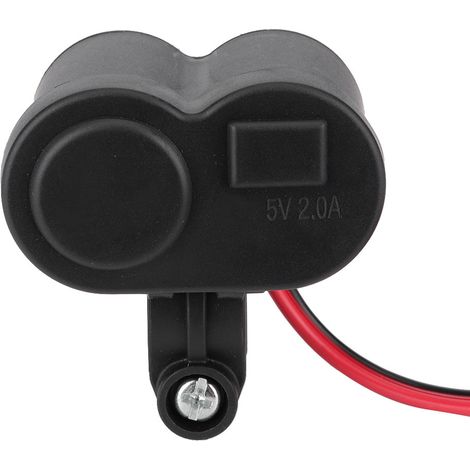 Chargeur allume-cigare moto 12V USB double port, adaptateur de charge rapide pour téléphone, étanche, avec câble, pour motocyclettes et scooters, noir, 1 pièce (1/5)