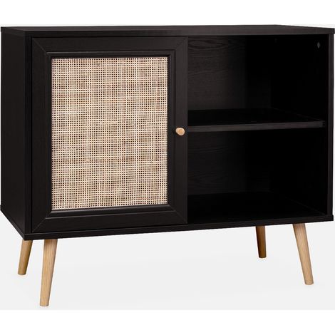 Aparador estilo escandinavo con 1 puerta de caña, 80cm