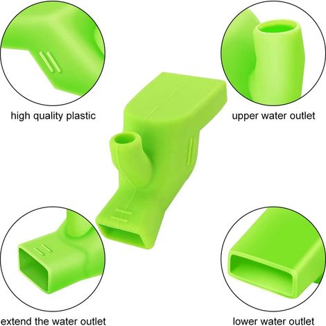 Lot de 2 - Robinet Extender Pour Enfant - Robinet Extender Cuisine Salle De Bains d'Eau Rallonge Extension Enfants Eau Portée - Vert (1/3)