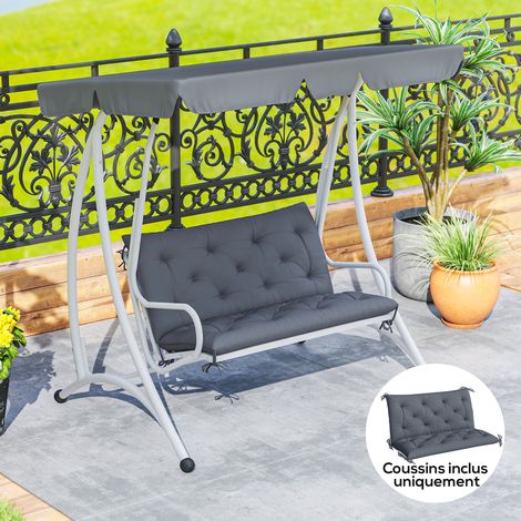 Cuscino per panca Outsunny, materasso per seduta e schienale per panca da giardino, cuscino per altalena, divano a 3 posti, alto comfort, 100 x 98 x 8 cm, grigio