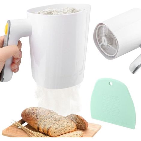 Setaccio - Setaccio per farina - Setaccio elettrico per farina - Setaccio per farina da forno - Setaccio per farina con spatola - Utensili da cucina a forma di tazza (1/5)