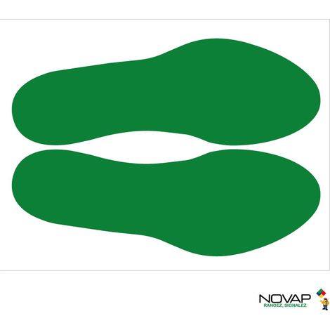 Lot de 10 adhésifs marquage au sol - Empreinte de pas vert 300 x 100mm - 4003368 (1/5)