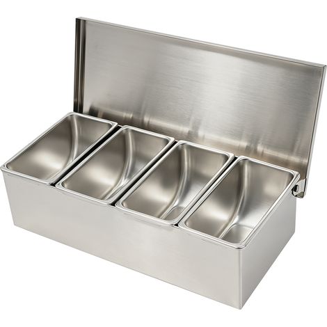 YISSALE – Conteneur à ingrédients pour pizza en acier inoxydable 304 avec 5 compartiments, récipient à épices réfrigéré avec couvercle, station à pizza, station à garniture, boîte à fruits (1/5)
