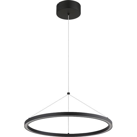 Lampada a sospensione, lampada da tavolo da pranzo, lampada da soggiorno, plafoniera, metallo alluminio plastica nero, funzione memory dimmerabile, LED 36W 1400Lm 3000K bianco caldo, H 120 cm