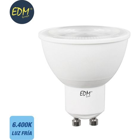 Lampadina LED Dicroica EDM GU10 7W 550lm 6400K Luce Fredda 45° Ø5x5.5cm