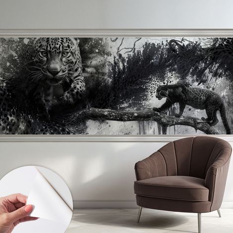 Papier peint autocollant Mural avec colle pour salon et chambre Décoration murale rapide Abstraction léopard 250x104 cm (1/5)