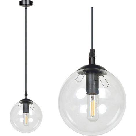 Sospensione Moderna 1 Luce Cosmo In Acciaio Nero E Sfera In Vetro Trasparente (1/5)
