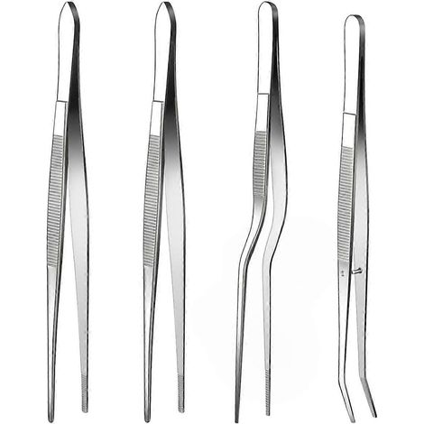 Pince à épiler fine, lot de 4 pinces de cuisine, pinces alimentaires de 16 cm (1/5)