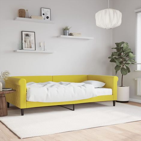Lit de jour avec matelas - Canapé-lit avec matelas jaune 100x200 cm velours 403982 (1/5)