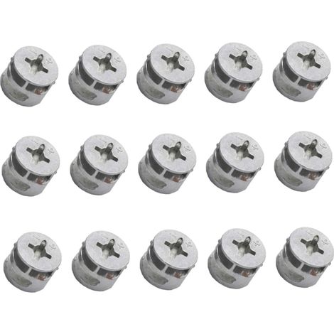 15 pièces ton argent 12 mm de diamètre tête en métal connecter came armoire meubles connecteur raccords à came connecteur commun écrou came serrure connecteurs électriques-12 mm (argenté) (1/5)