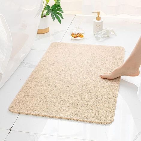 Tapis de sol de salle de bain antidérapant, adapté à la salle de douche, beige 40x60CM, matériau hautement absorbant à séchage rapide, confortable et durable (1/5)