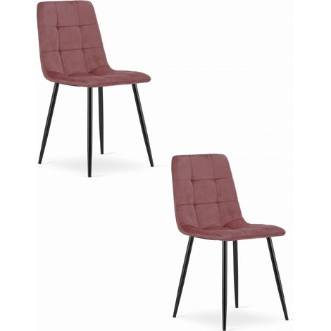 Set di 2 sedie Kara in velluto rosa antico e metallo nero (1/5)