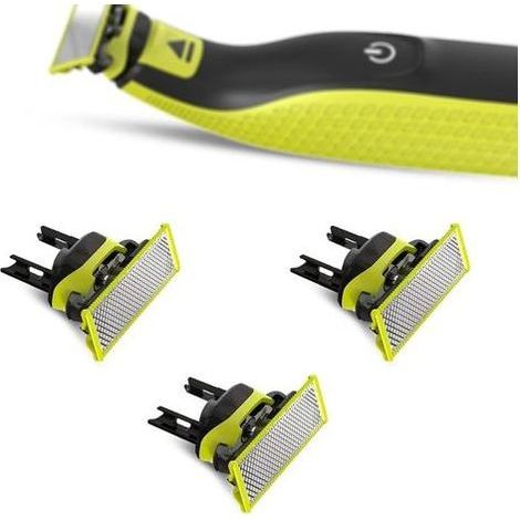 – Lames de rechange en T pour rasoirs Philips OneBlade – Acier inoxydable – Lot de 3 – Compatible avec modèles Pro et Bodygroom (1/5)